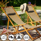 Transat de jardin pliable en acacia beige