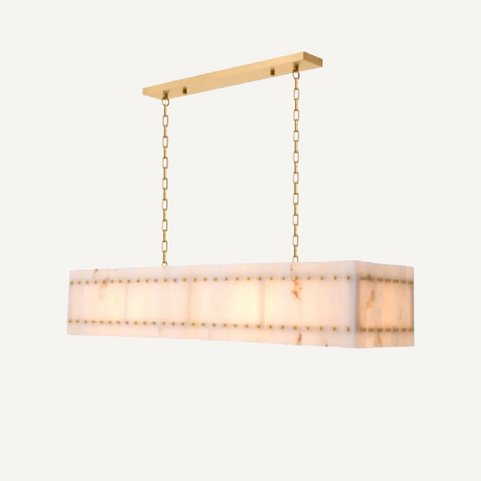 Lustre rectangulaire doré en albâtre