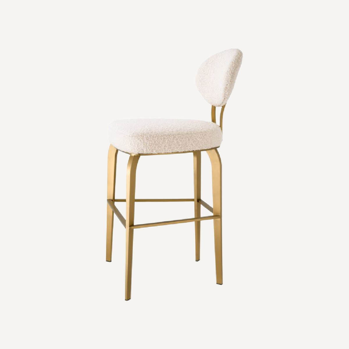Chaise de comptoir dorée bouclé crème
