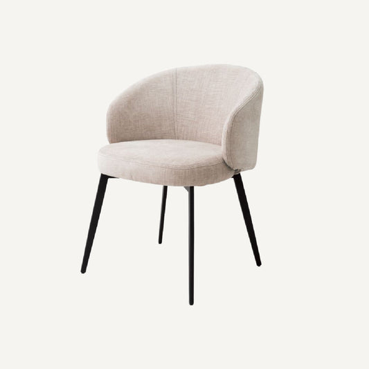 Chaise de salle à manger avec accoudoirs en tissu beige (lot de 2)