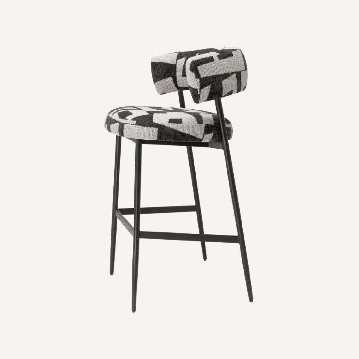 Chaise de bar en tissu noir et blanc