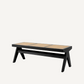 Banc en rotin et en bois noir