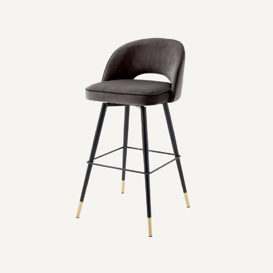Chaise de bar en velours gris (lot de 2)