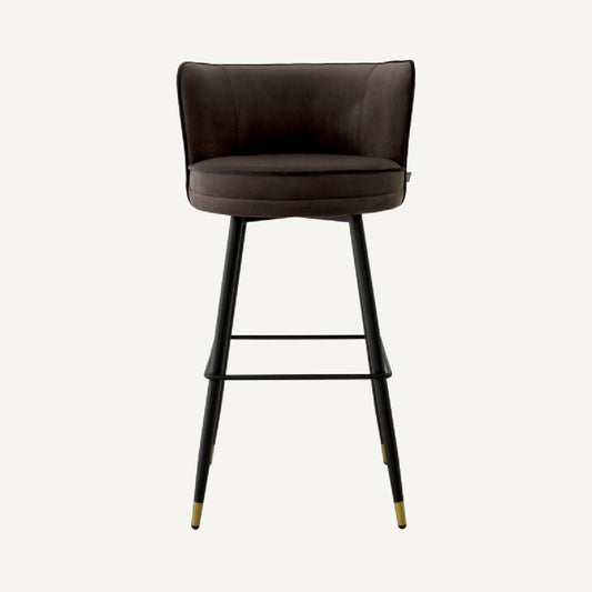 Chaise de bar en velours marron
