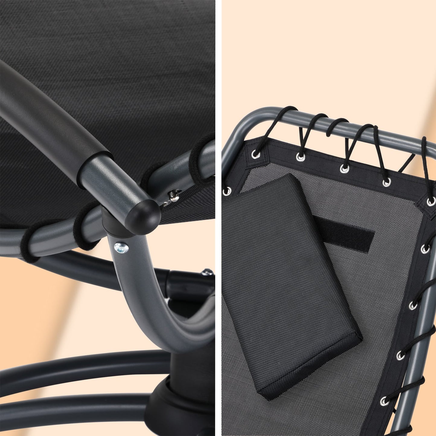 Transat de jardin Eve anthracite en acier laqué