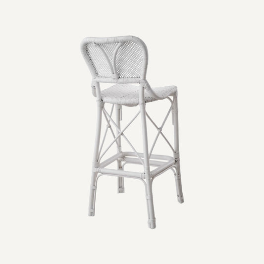 Chaise de bar blanche en rotin