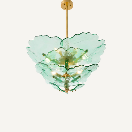 Lustre doré en verre transparent vert