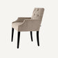 Chaise de salle à manger avec accoudoirs en velours greige