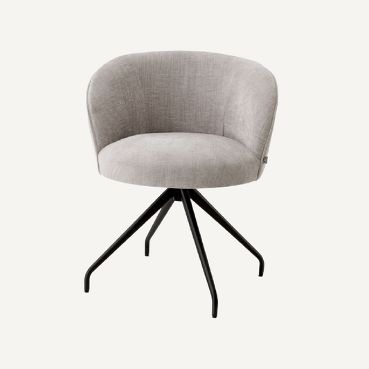 Chaise de salle à manger pivotante en tissu gris