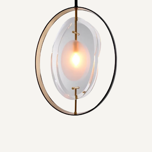 Lustre en bronze et en verre satiné