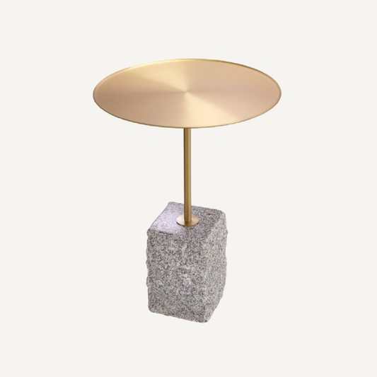 Table d'appoint dorée en granit gris