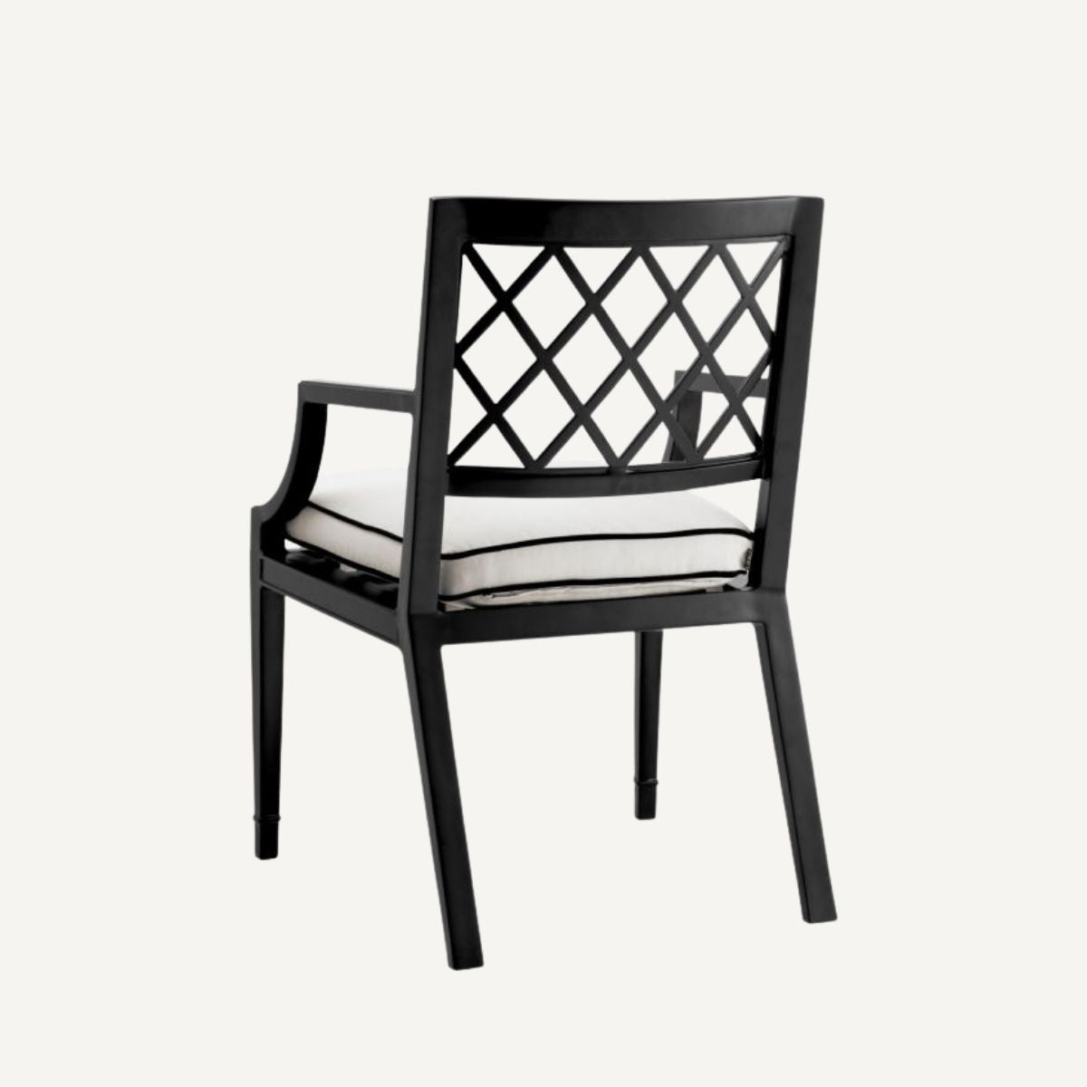 Chaise extérieure avec accoudoirs noire et blanche