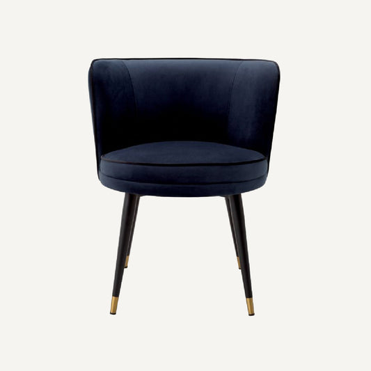 Chaise de salle à manger en velours bleu nuit