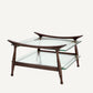 Table basse marron en verre transparent