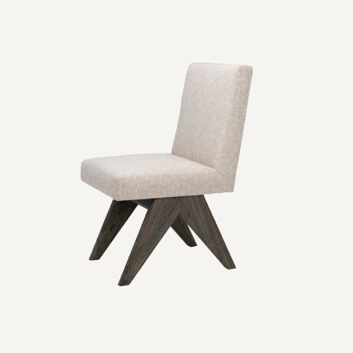 Chaise de salle à manger en tissu blanc écru