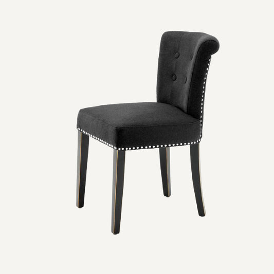 Chaise de salle à manger en cachemire noir Largo