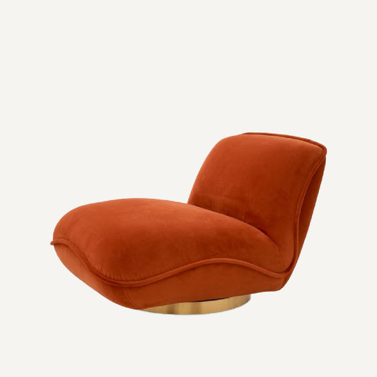Fauteuil pivotant en velours orange