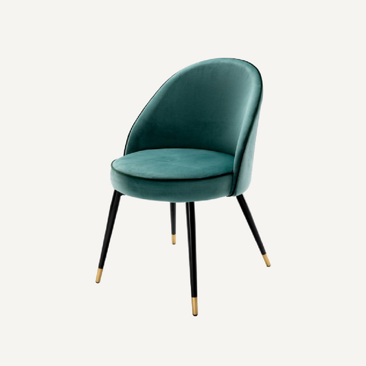 Chaise de salle à manger en velours turquoise (lot de 2)
