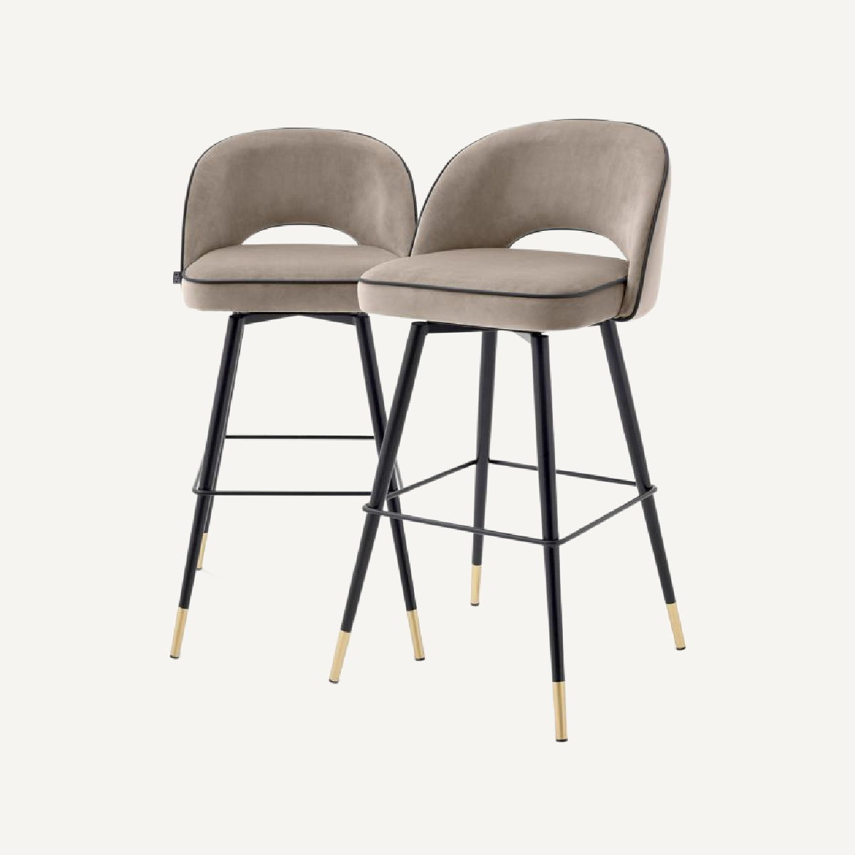 Chaise de bar en velours greige (lot de 2)